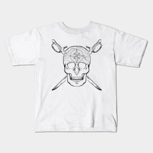 Pirate's Life For Me (Black Lines) Kids T-Shirt